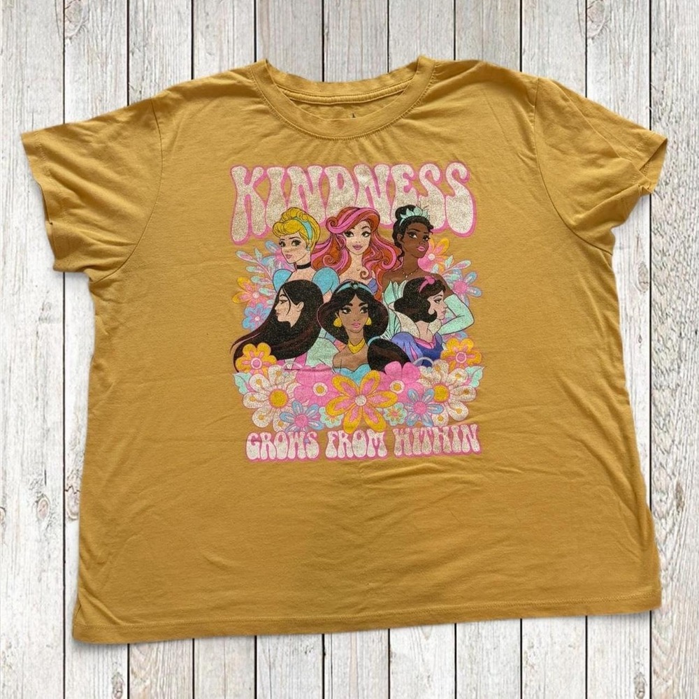 Disney Princess "Kindness Grows From Within" Mustard Graphic Tee XL